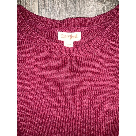 Girls Cat & Jack Burgundy Knit Dress Size S 6-7 - Picture 4 of 4